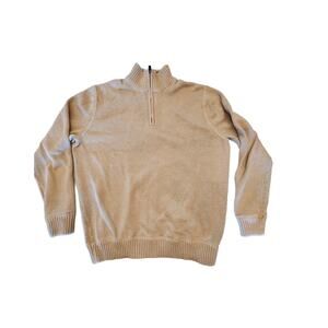 Eddie Bauer 1/4 Zip 100% Cotton Sweater Khaki SZ XL Preppy